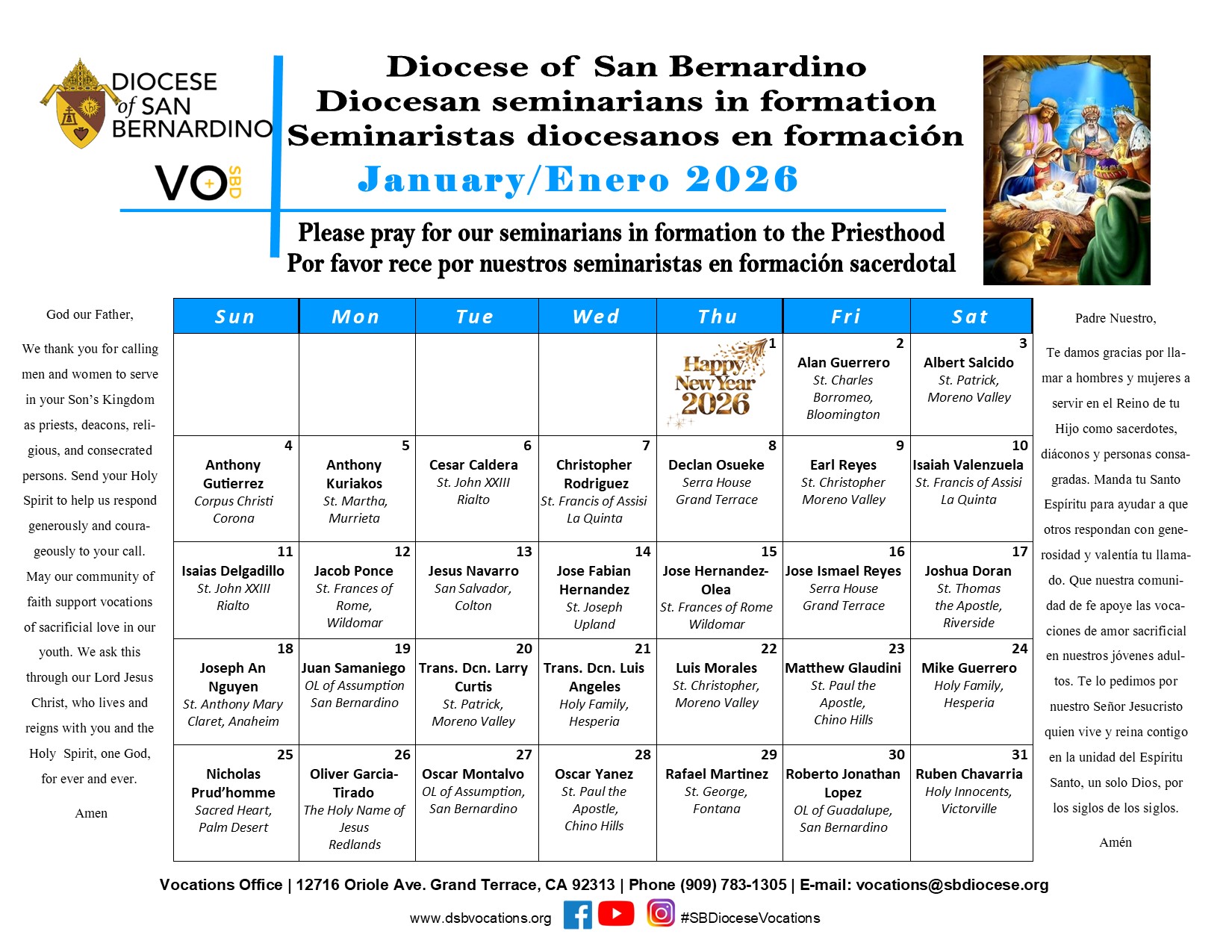 Vocations Calendar JAN 2026