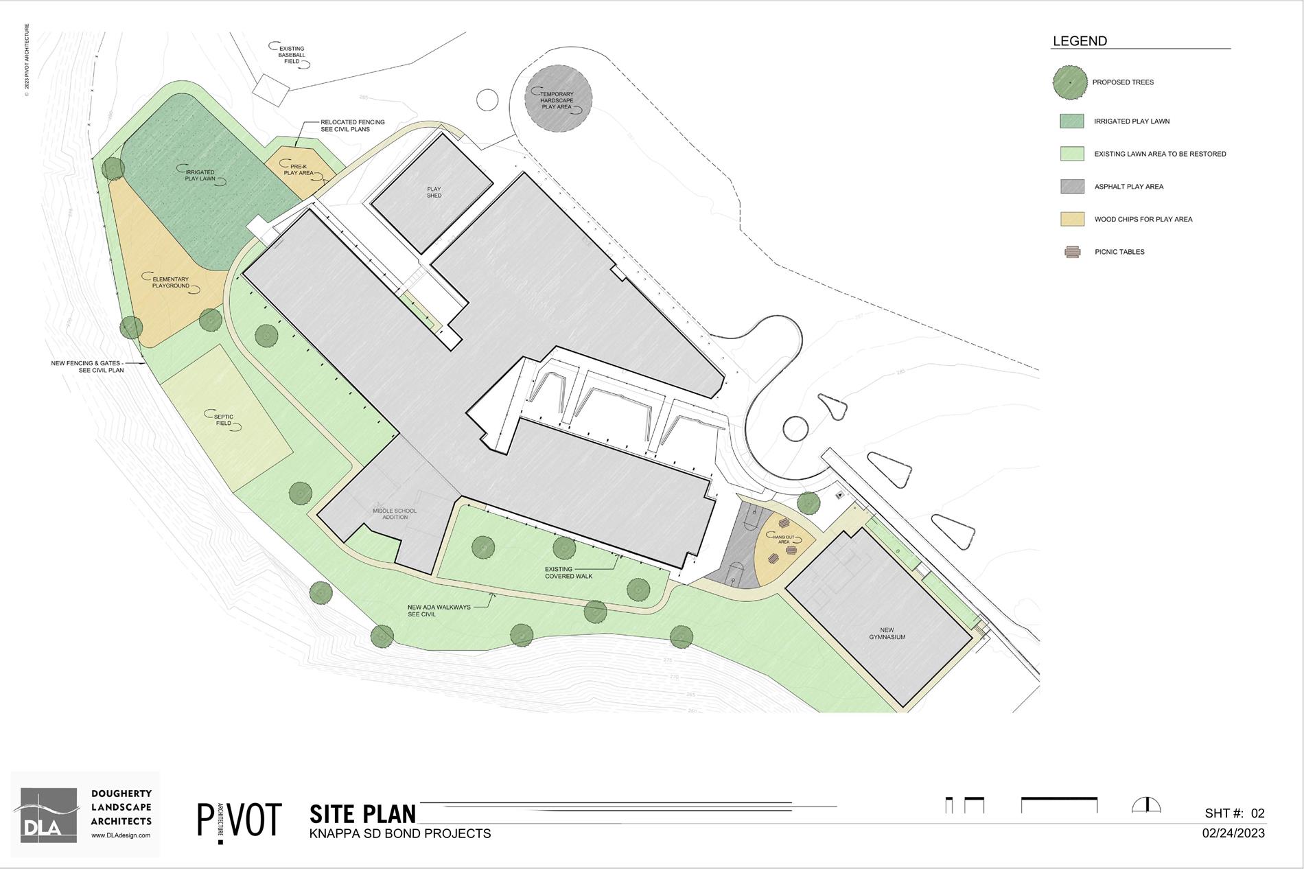 New Site Plan draft schematic for the layout of the additions to Hilda Lahti Elementary 