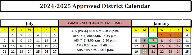 2024-2025 Approved District Calendar 