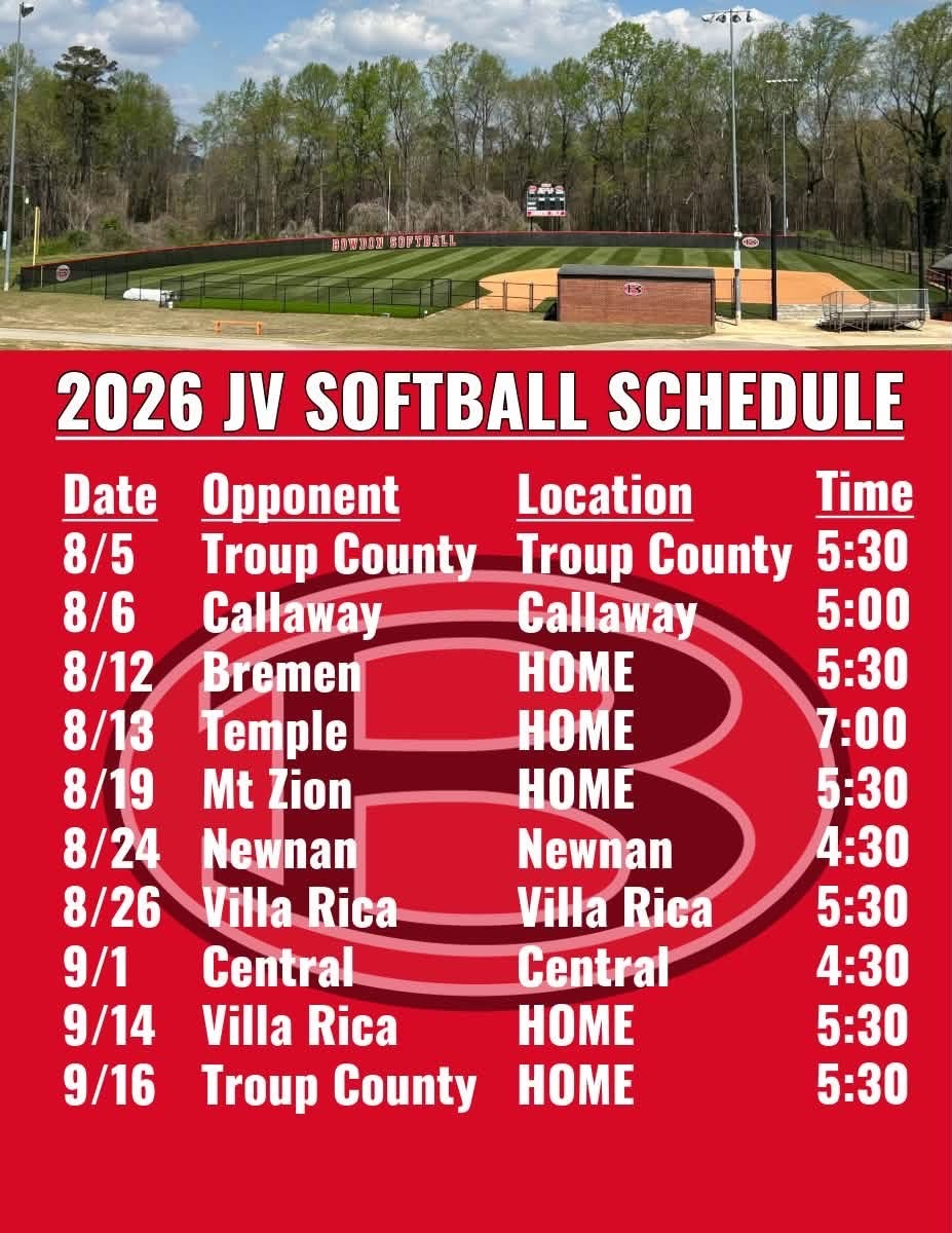 2026 JV Softball Schedule