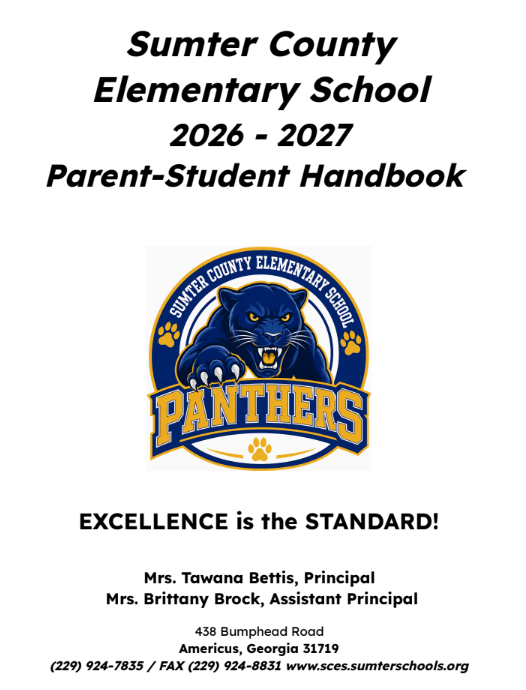 Sumter County Elementary School Parent-Student Handbook for the 2026-2027 school term. 