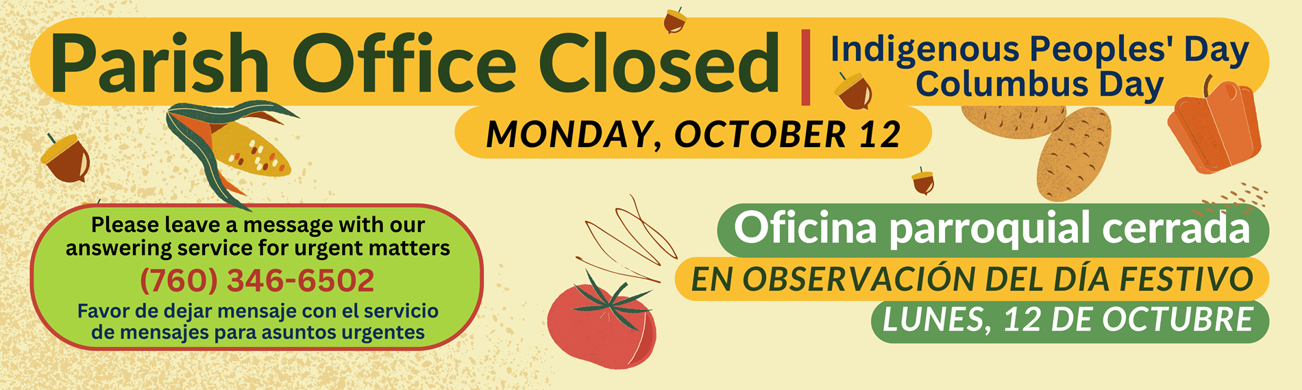 Office Closed Monday Oct 12