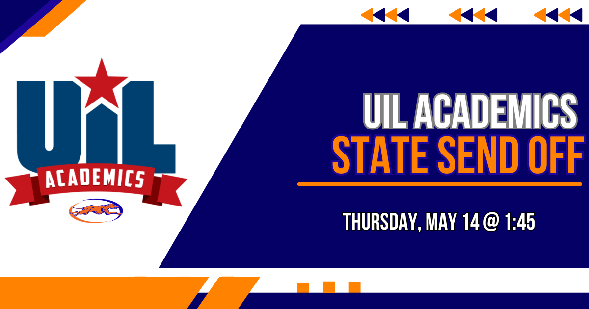 Join us on Thursday, May 14, at 1:45 PM as we celebrate Raegan Davis and Addie Prince for qualifying for the State UIL Academic Meet! Keep leading the pack!