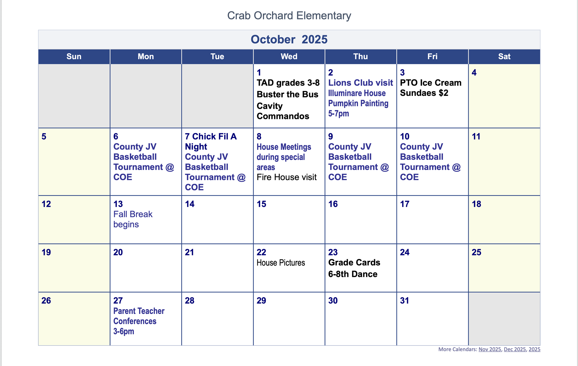 October Calendar 2025 October Calendar 2025