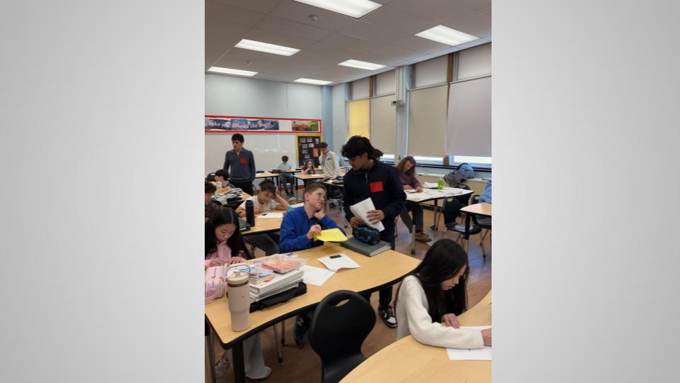 Peer mentors working with students