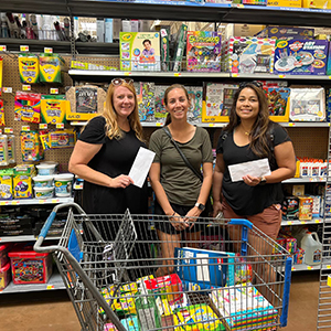 Walmart donated school supplies Starline Elementary School. Teachers went on a shopping spree to fill their classrooms.