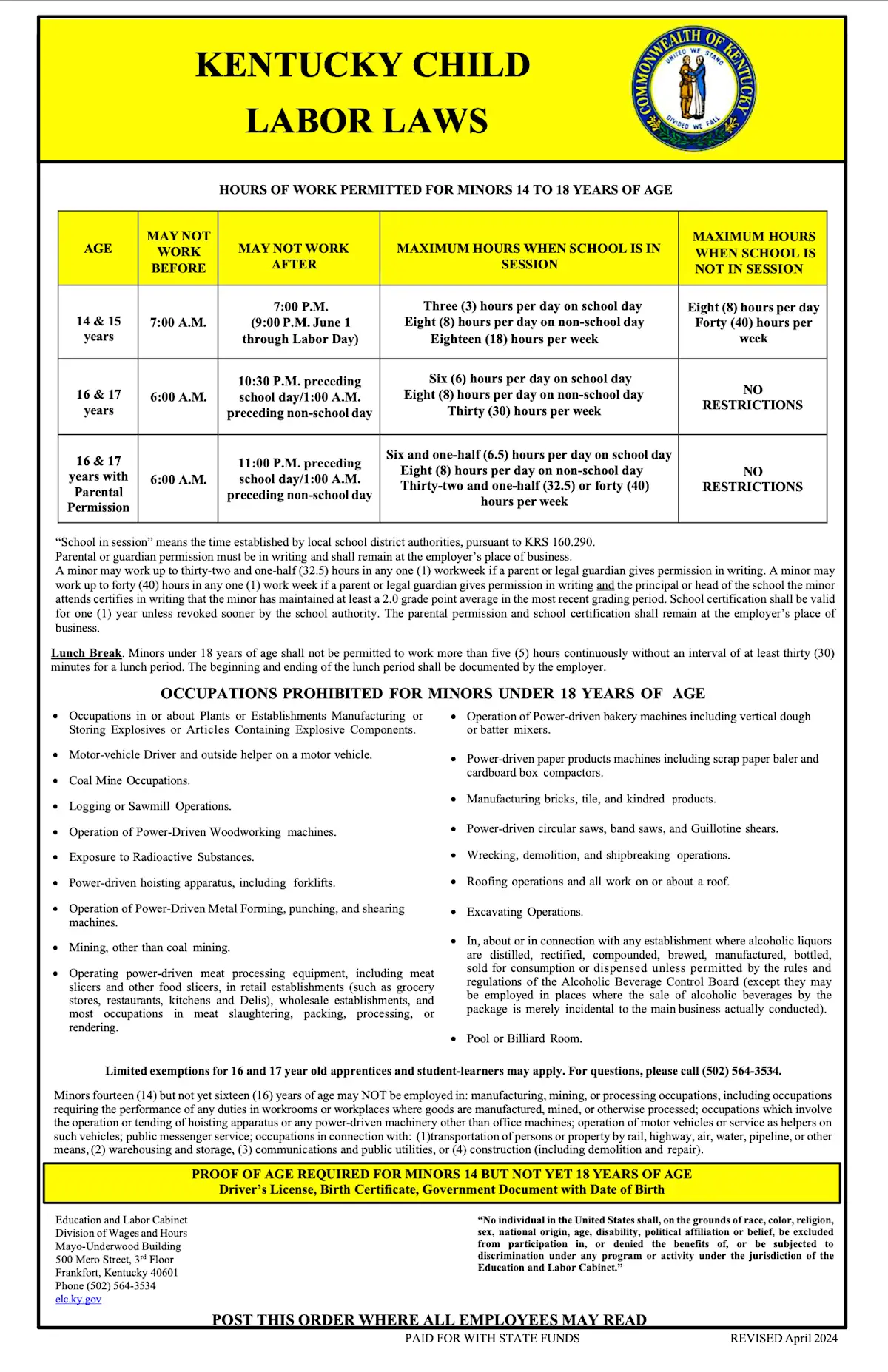 Labor laws poster