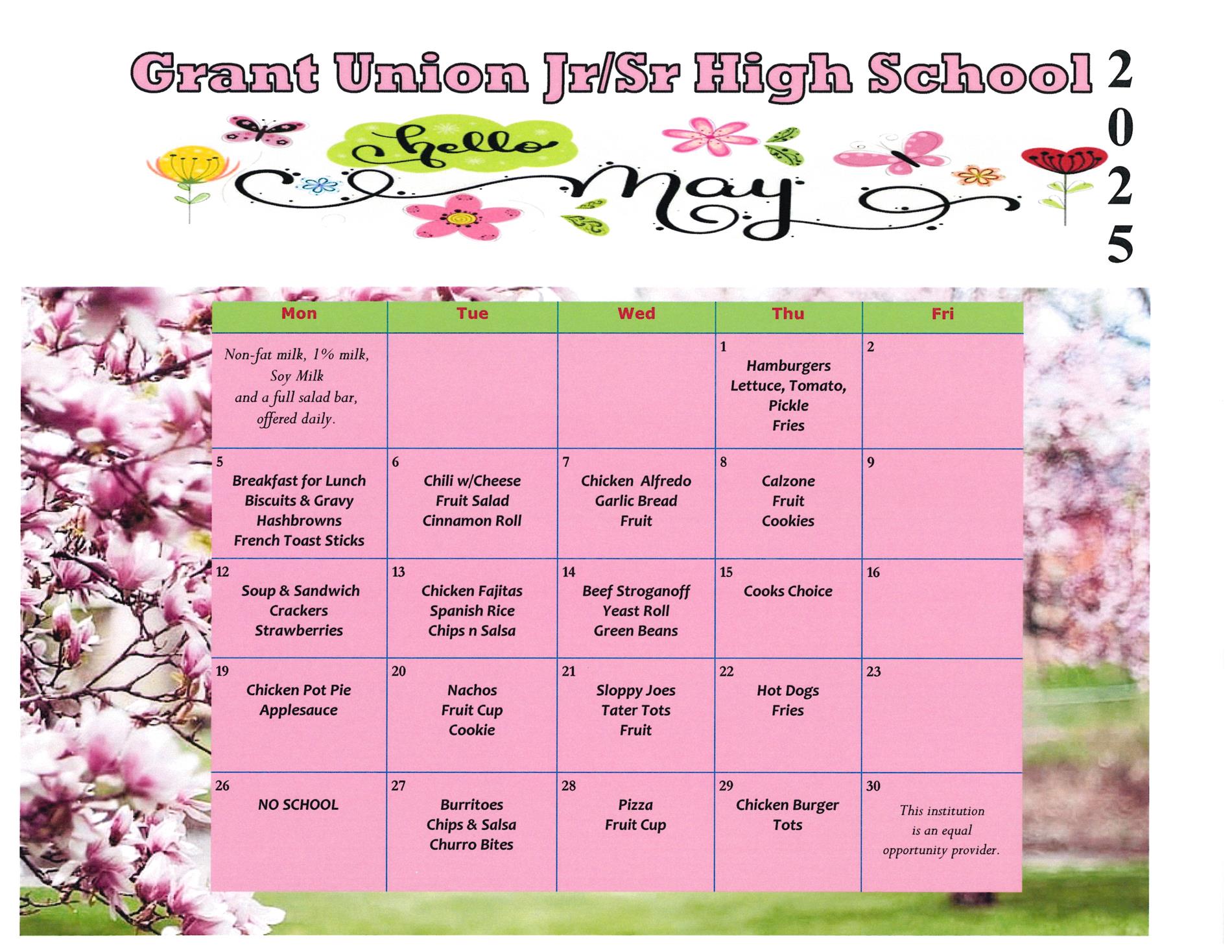 GU May Lunch Menu