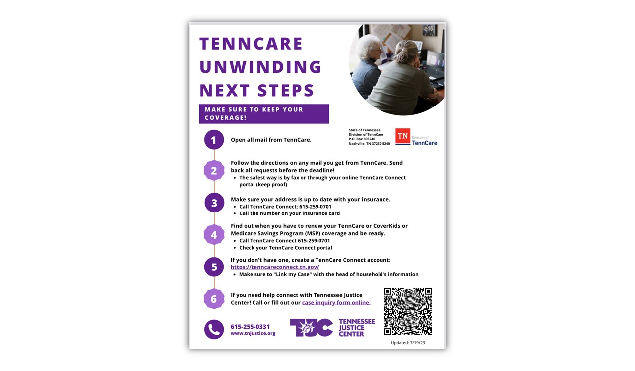 Keep your Tenncare coverage. Call 615.259.0701 or file an inquiry at the link provided. 