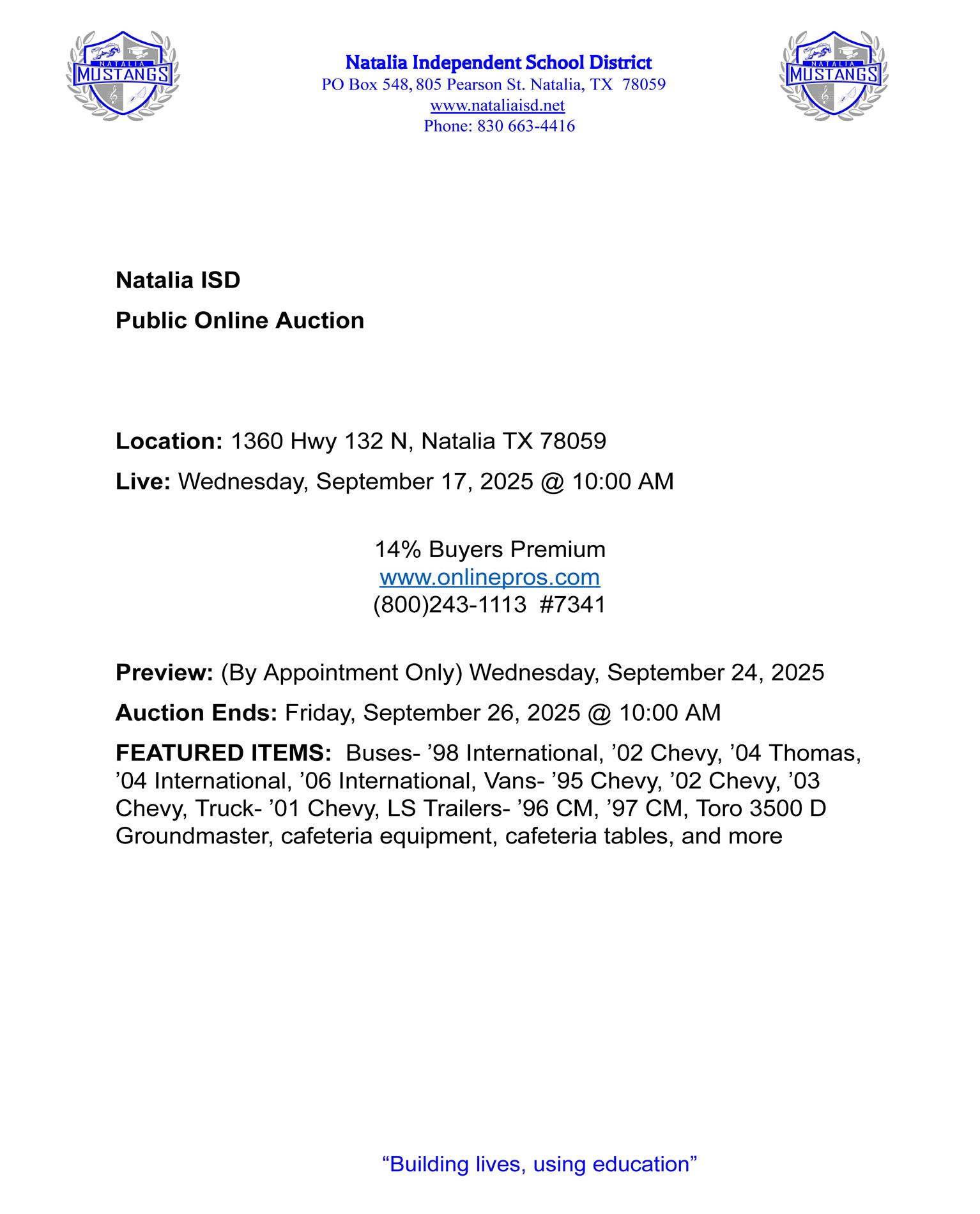 Public Online Auction 09.17.25