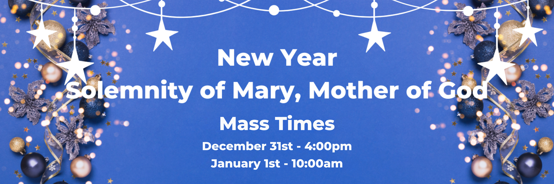 Join us for the Solemnity of Mary, Mother of God December 31st at 4pm or January 1st at 10am