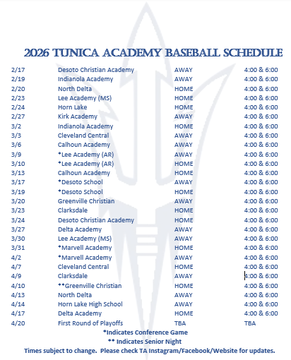 2026 Baseball Schedule