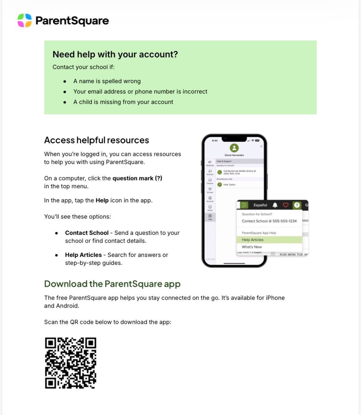 Instructions for Accessing ParentSquare