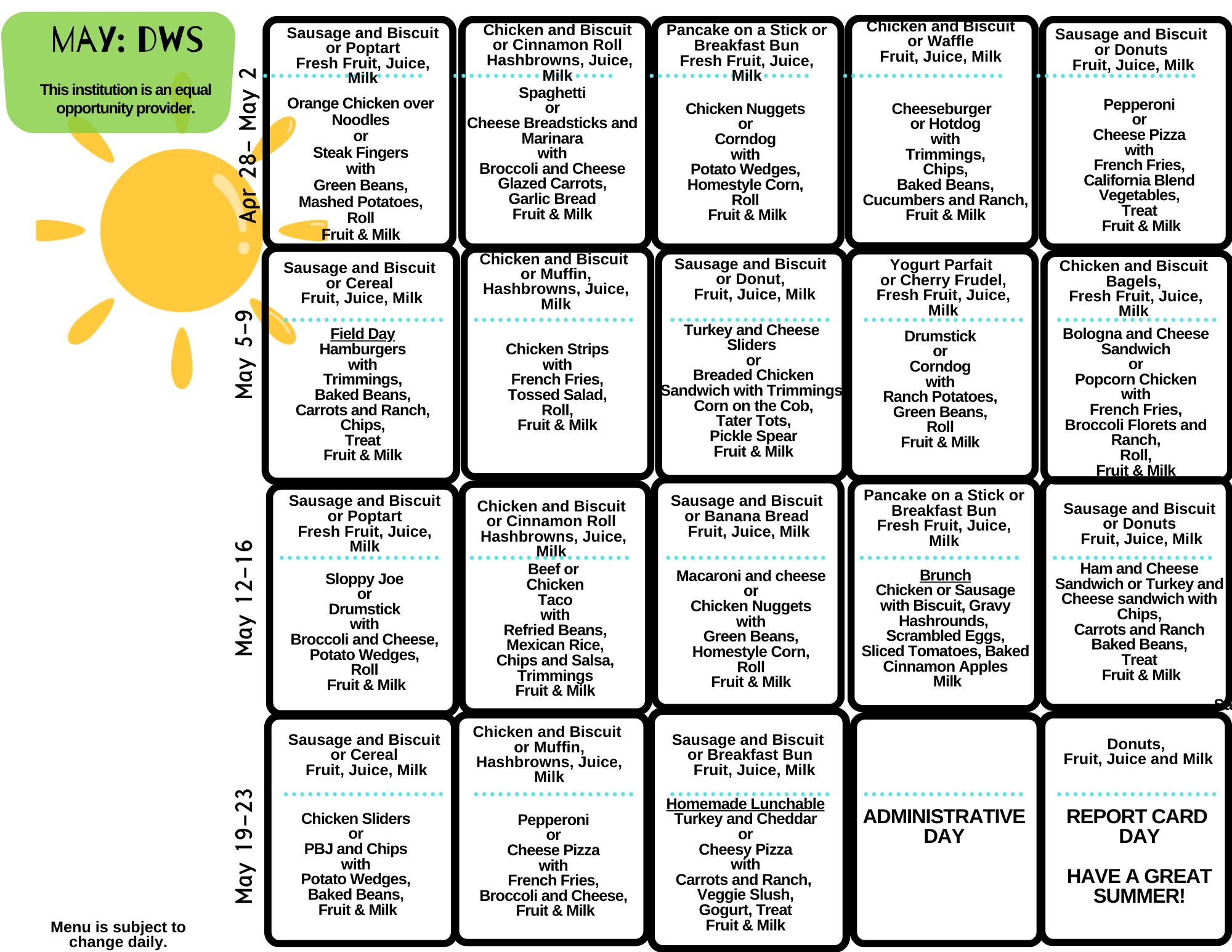 Lunch Menu Lunch Menu