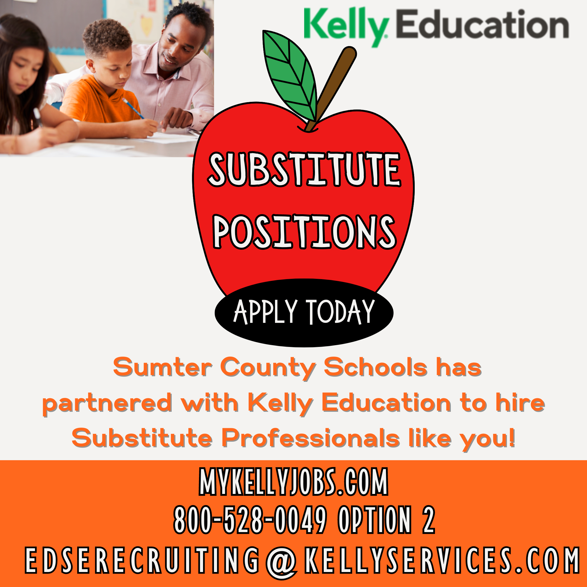 Substitute Positions Apply Today