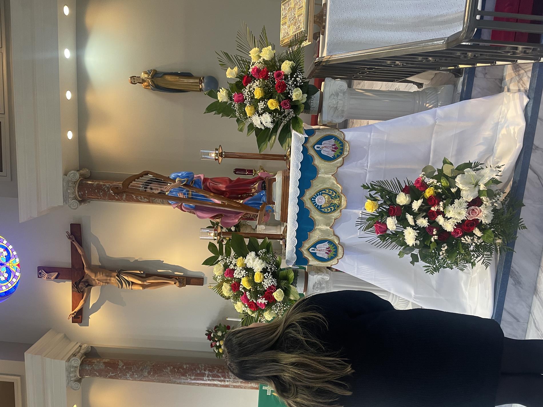 Beautiful decorated shrine to St. Cecilia