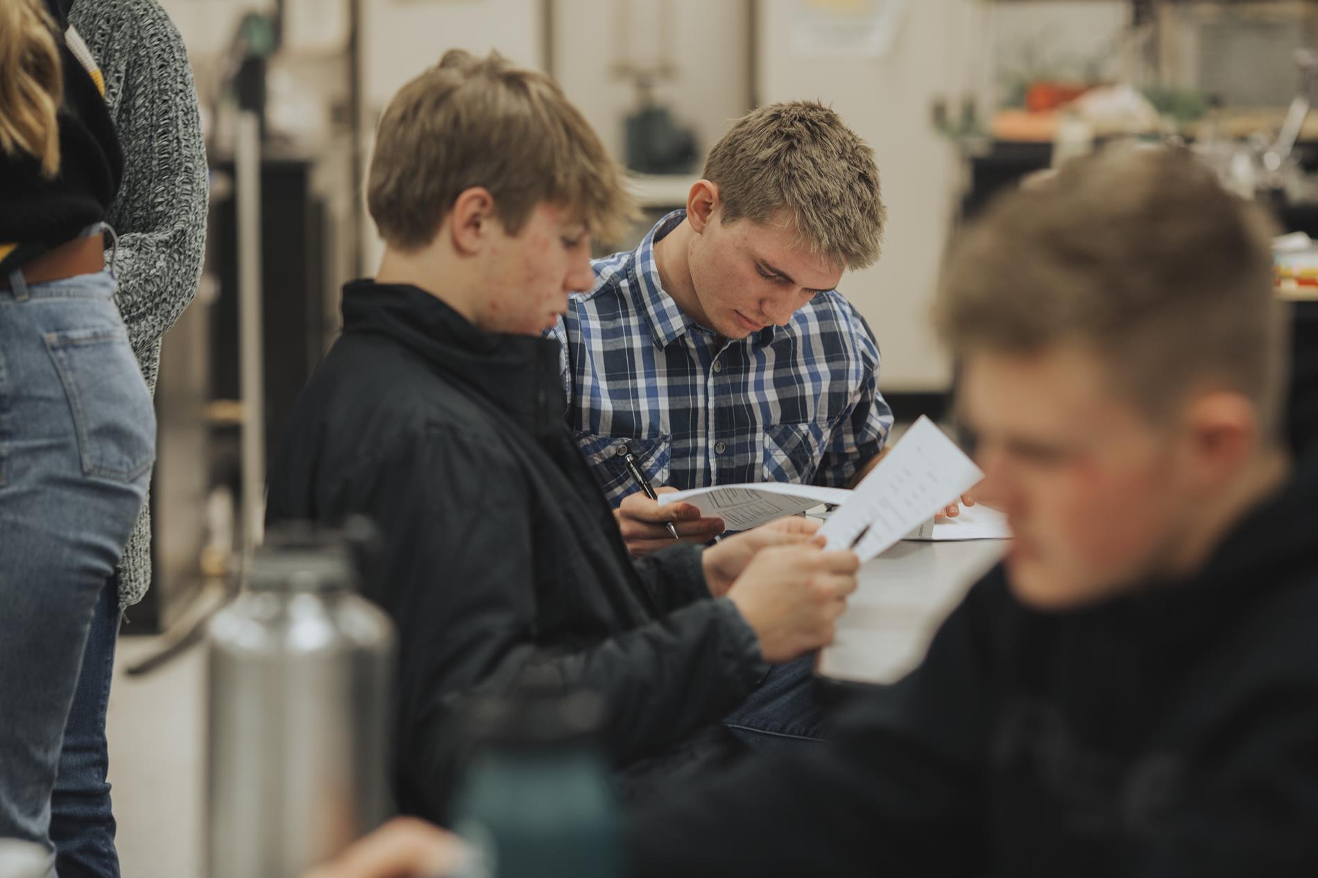 Students study before a test