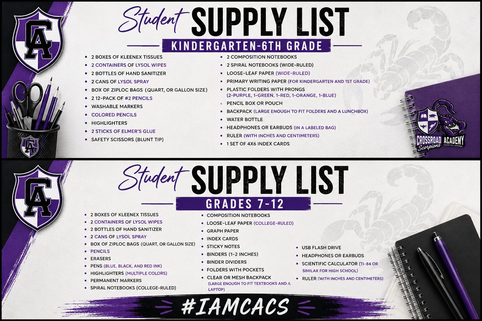 K-6 supplies