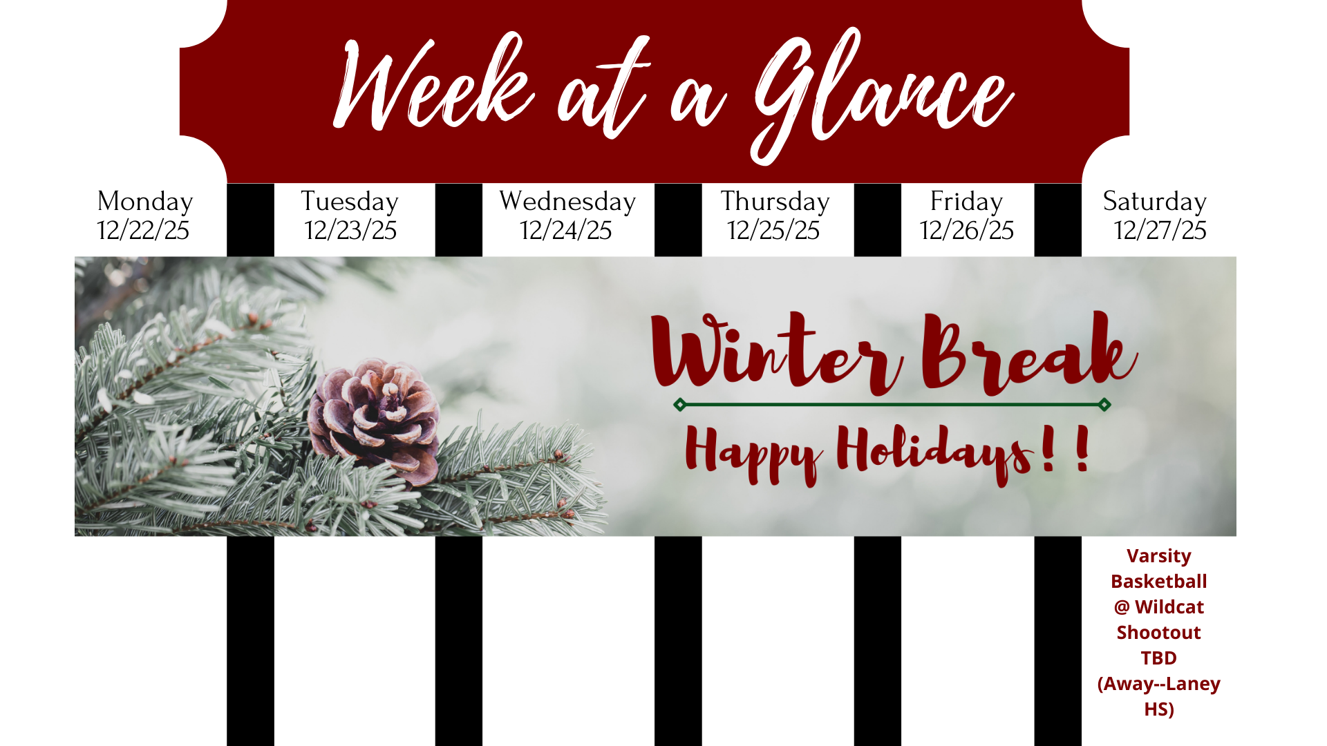 Week at a Glance Dec. 22-Dec. 27