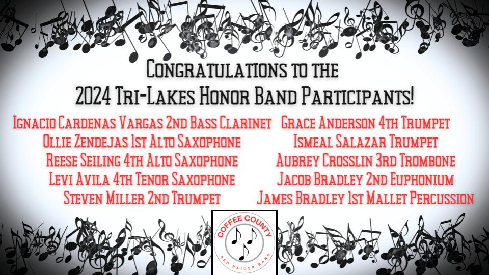 Tri-Lakes Honor Band Participants