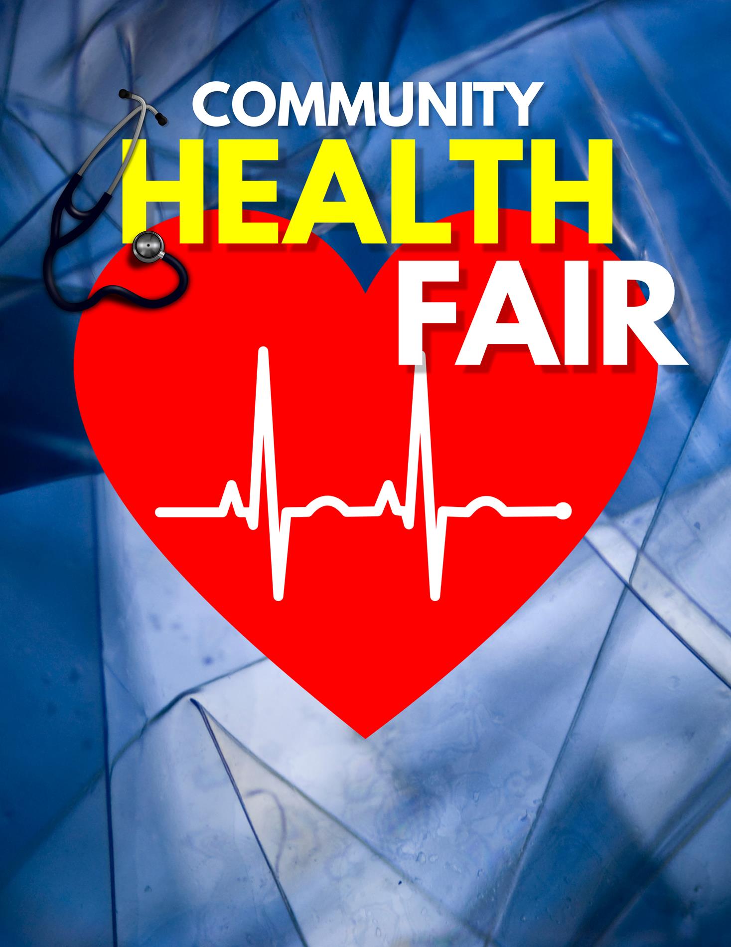 Community Health Fair picture of heart and stethoscope 