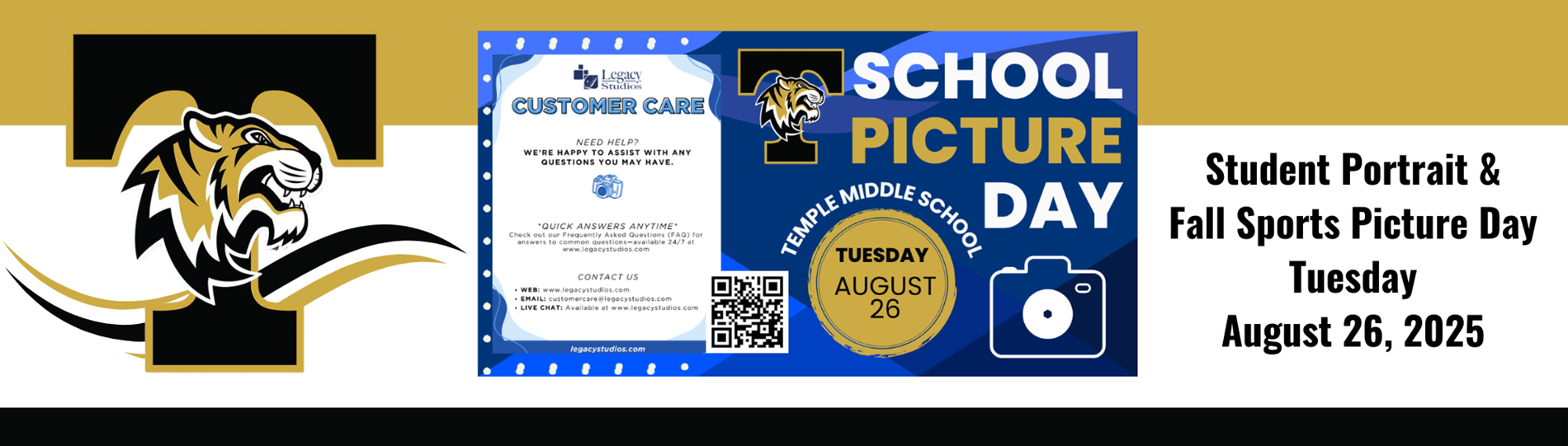 Student Portrait and Fall Sports Team Picture Day is August 26