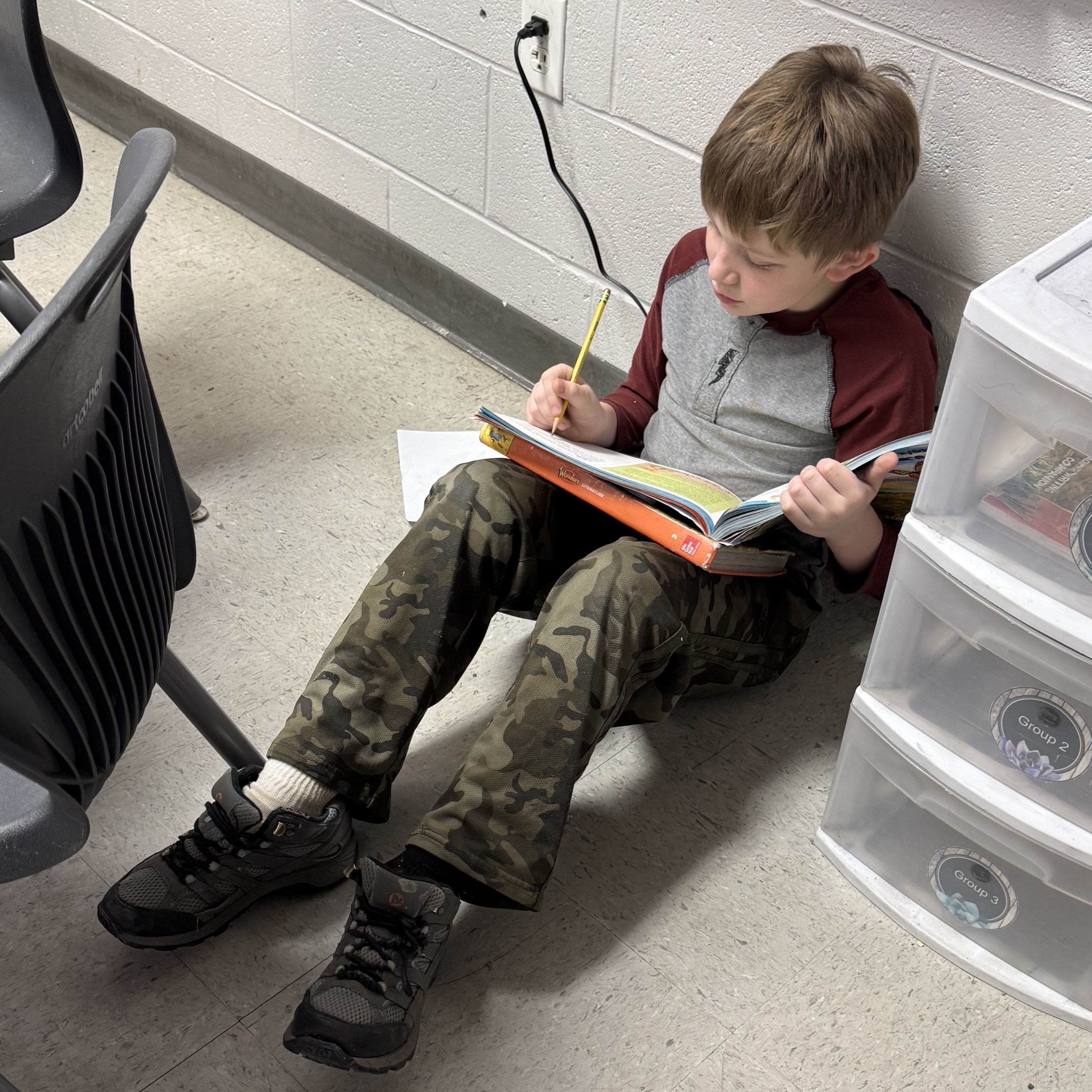 Student doing classwork