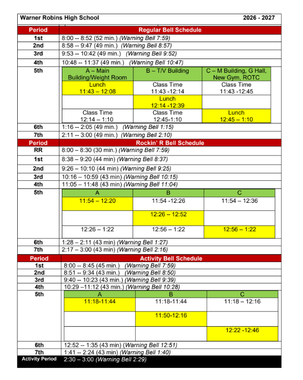 Bell Schedule