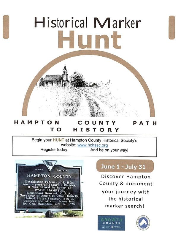 Historical Marker Hunt  Hampton County June 1 - July 31