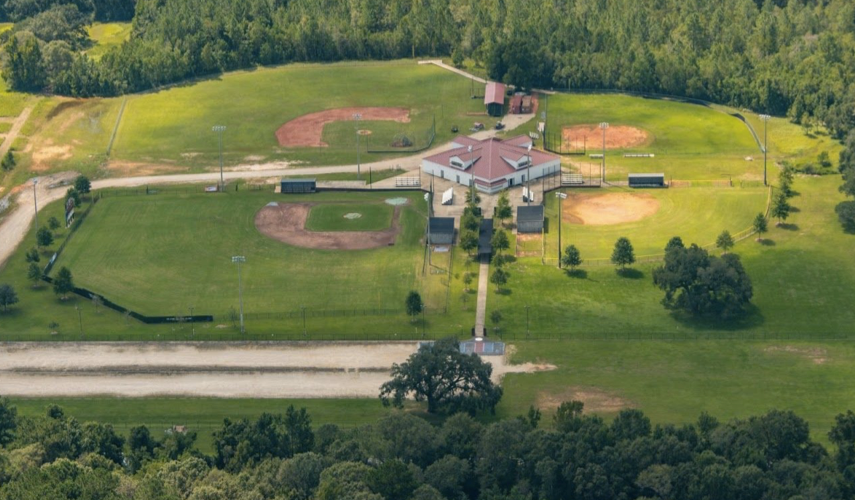 aerial view of athletic fields