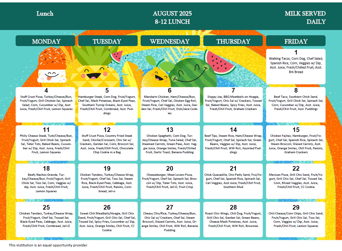 August Lunch 8-12