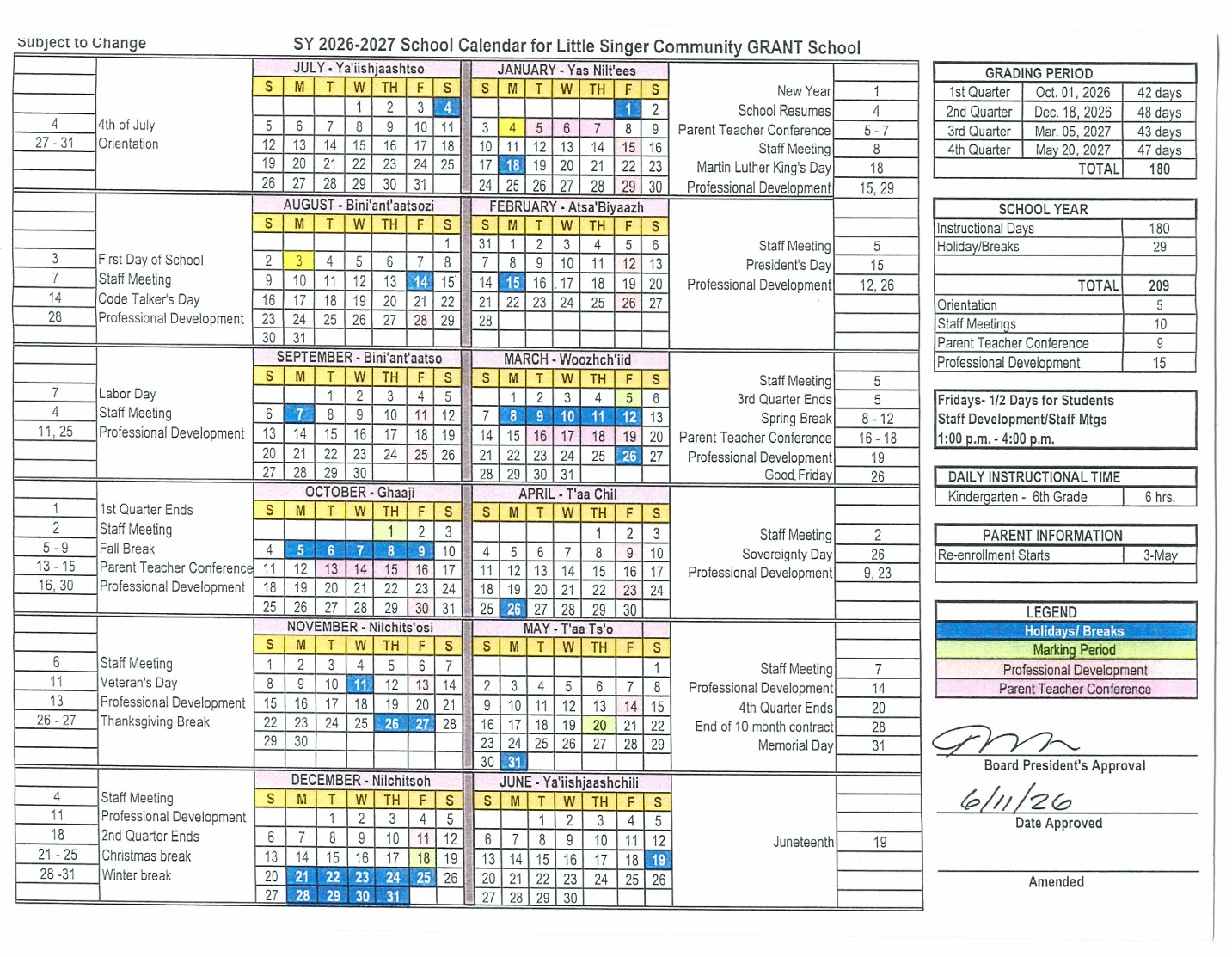School Calendar 2024-2026