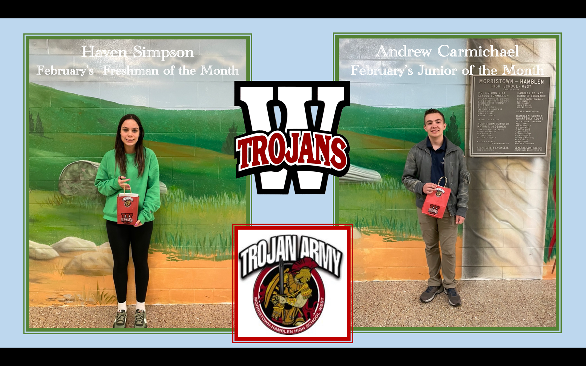 Feb. students of month Haven Simpson and Andrew Carmichael.