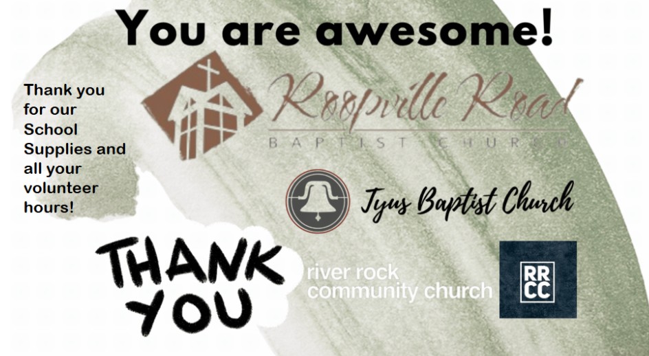 Thank you to churches for school supplies Thank you to churches for school supplies