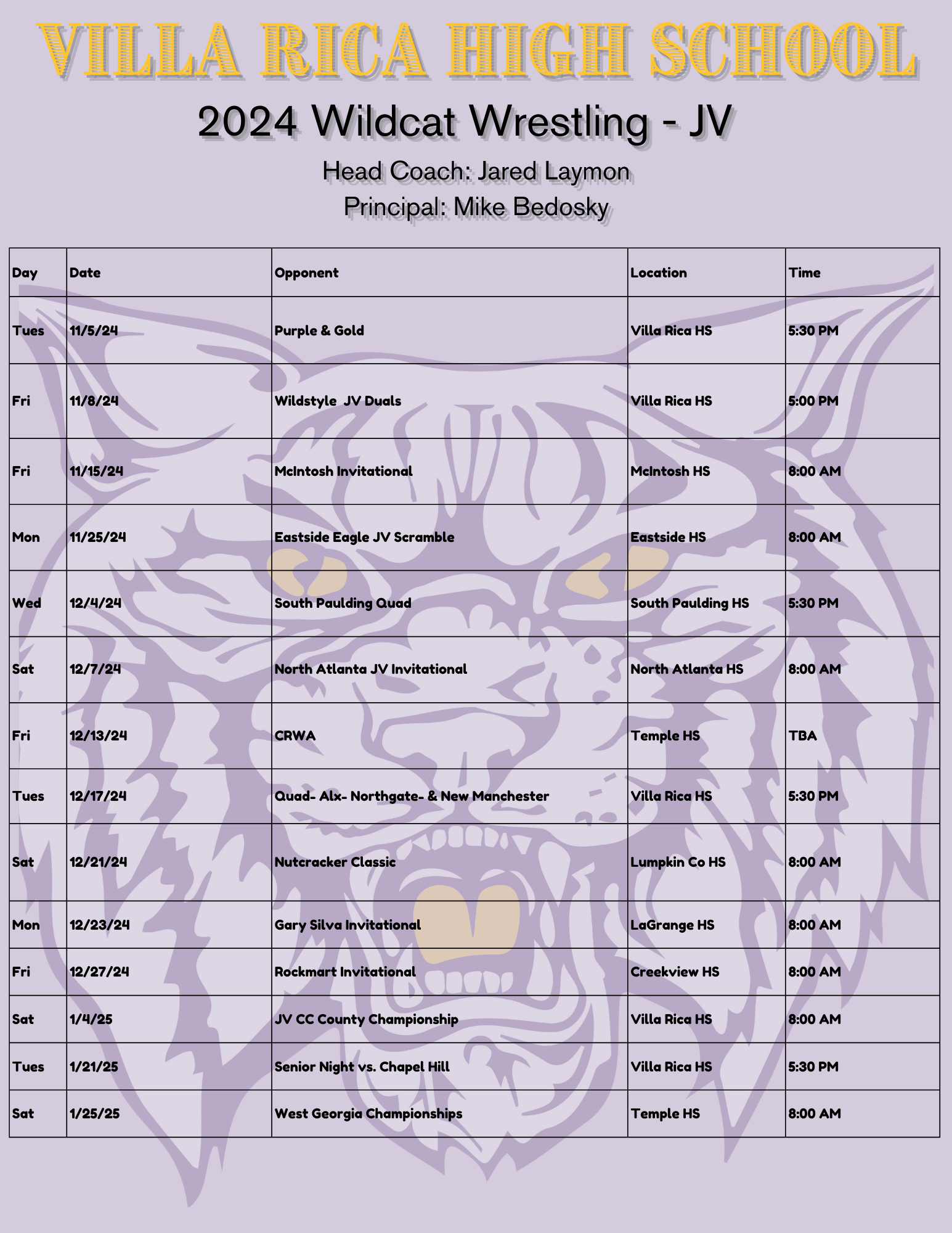 Wrestling Schedule