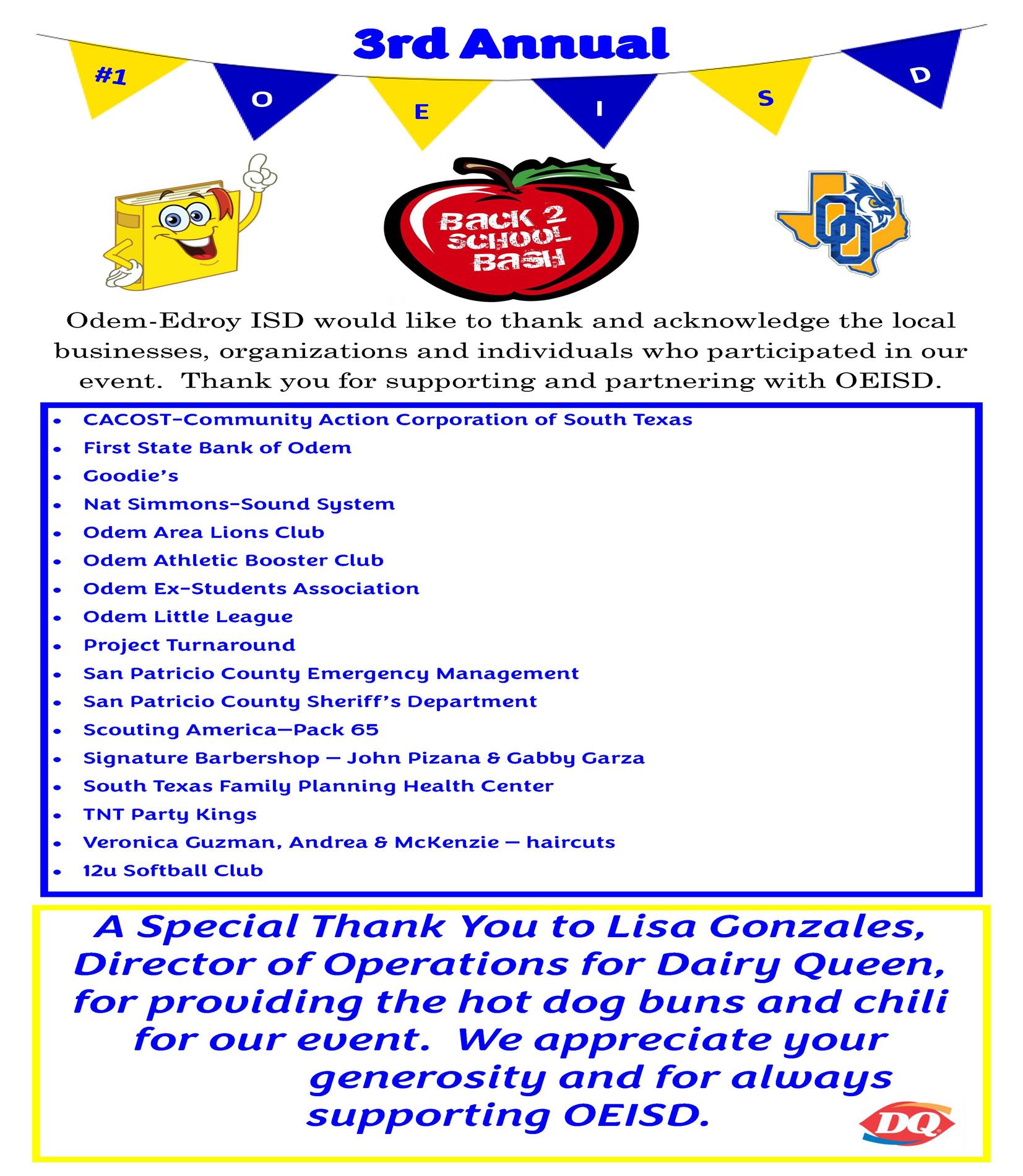 2026-2027 OEISD Back to School Bash-Donors Thank you-Final