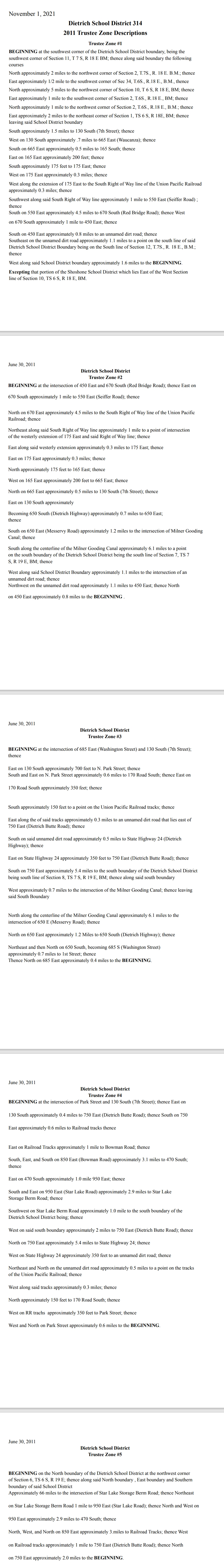 School Board Trustee Zone Map Descriptions