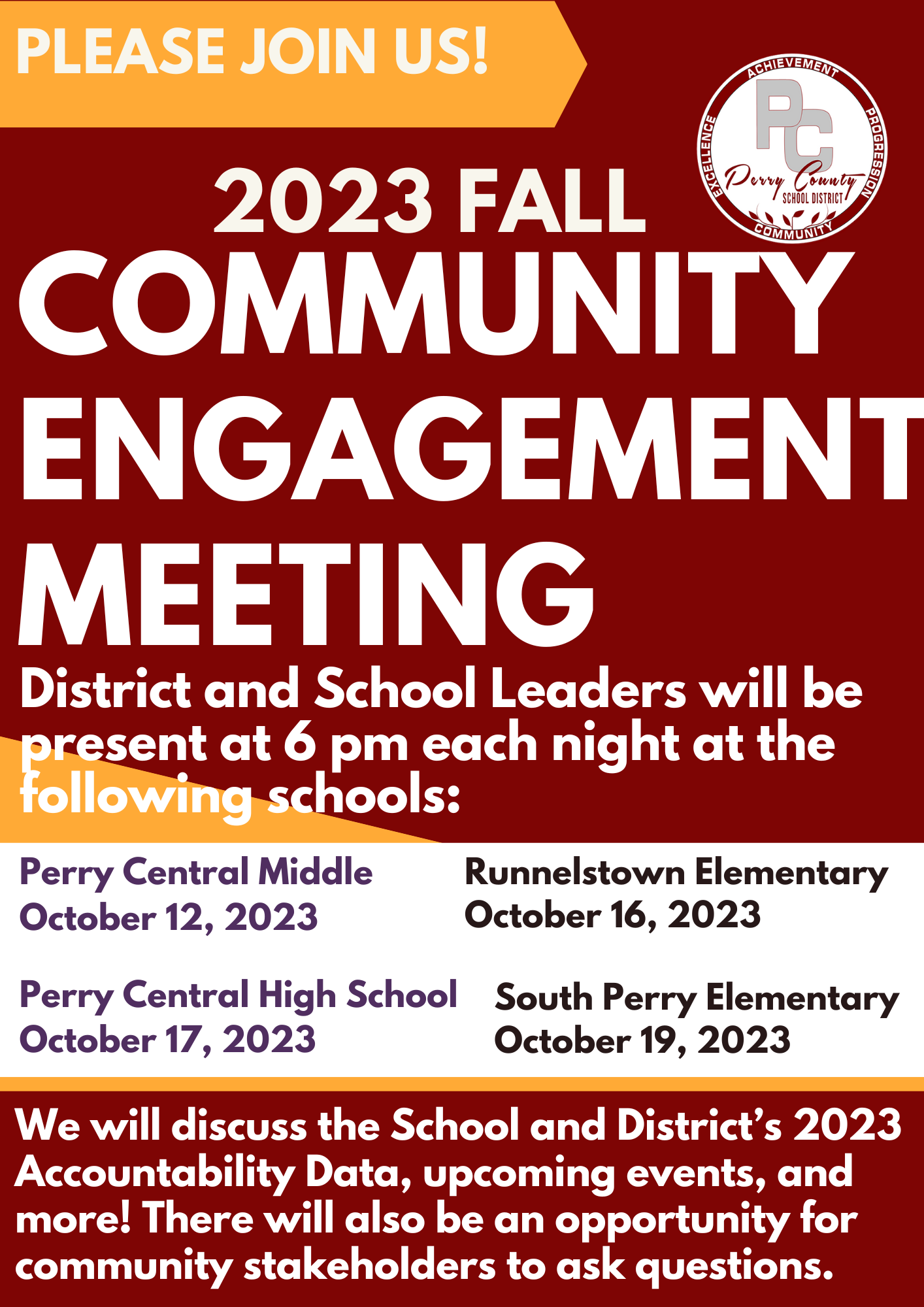PCMS Fall Community Engagement Meeting