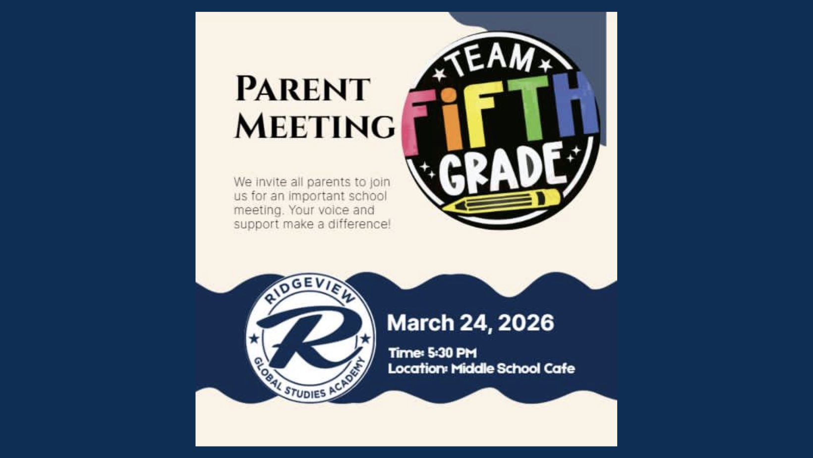 5th Grade Parent Night Flyer