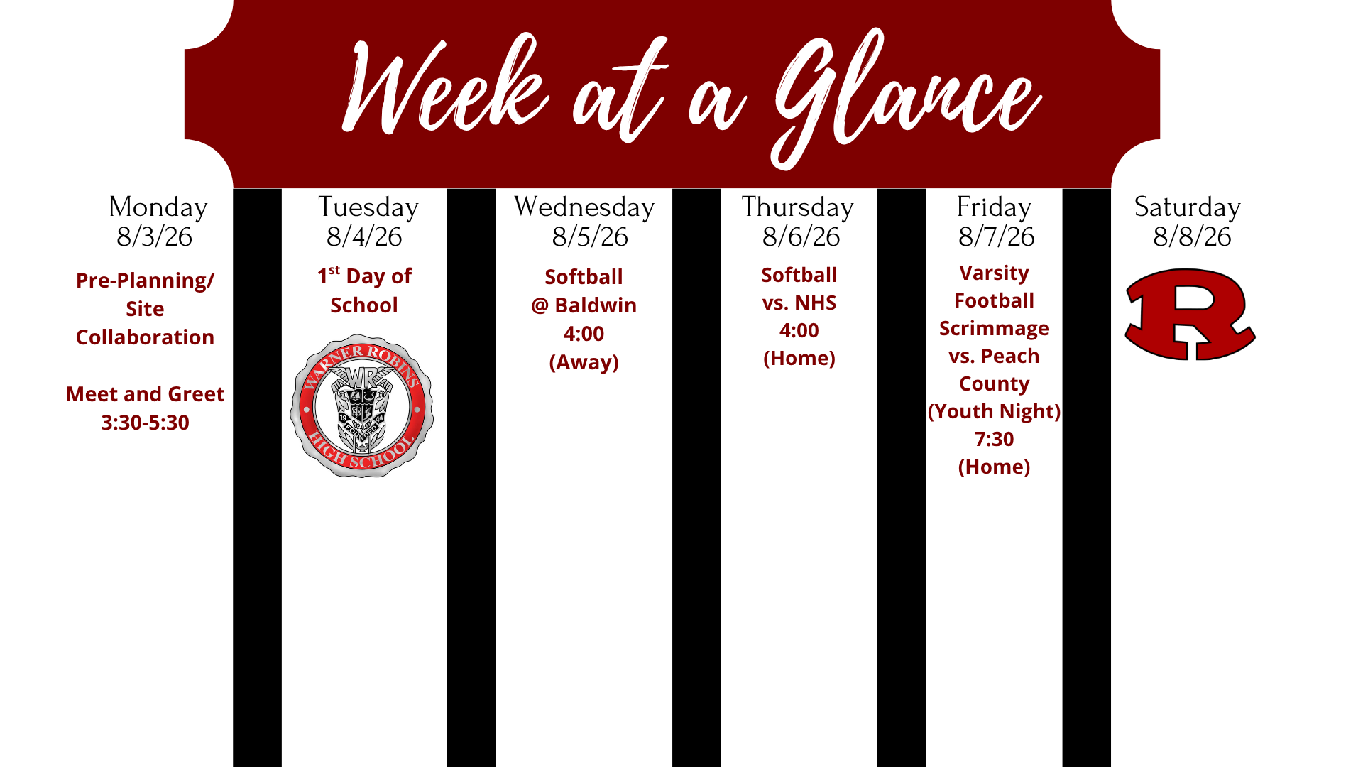 Week at a Glance Aug. 3-Aug. 8