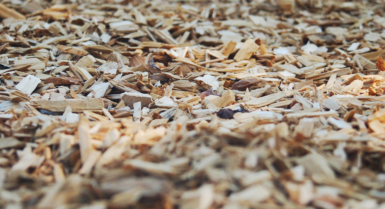 A ground covered in wood fiber mulch