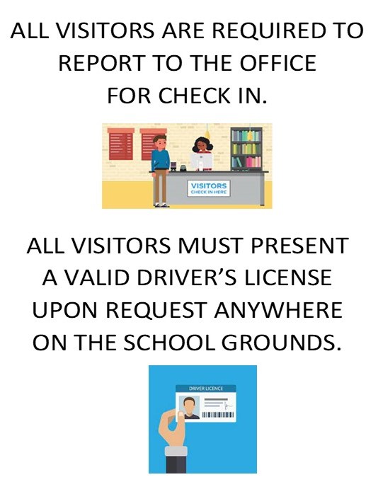 Visitors must check in through the office. Driver's license is required.