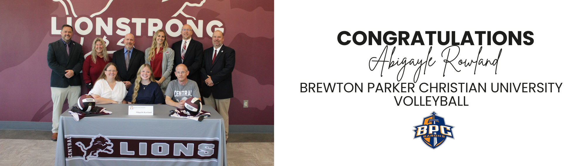 Congratulations Abigayle Rowland! Brewton Parker Christian University; Volleyball; Brewton Parker Christian University Logo