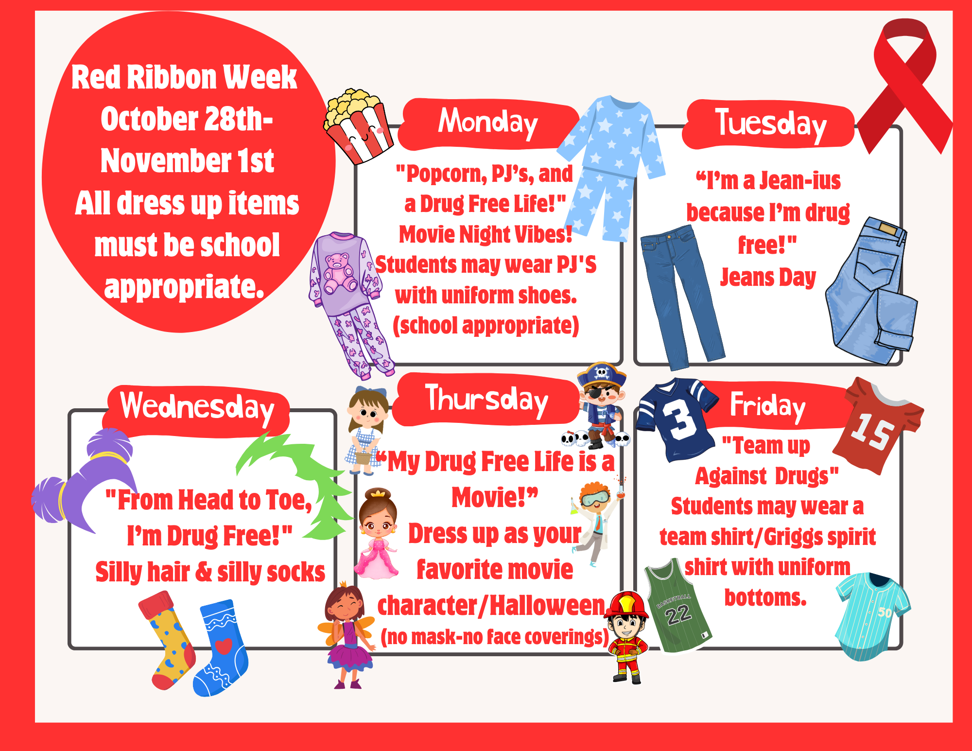 Red Ribbon week activities in English