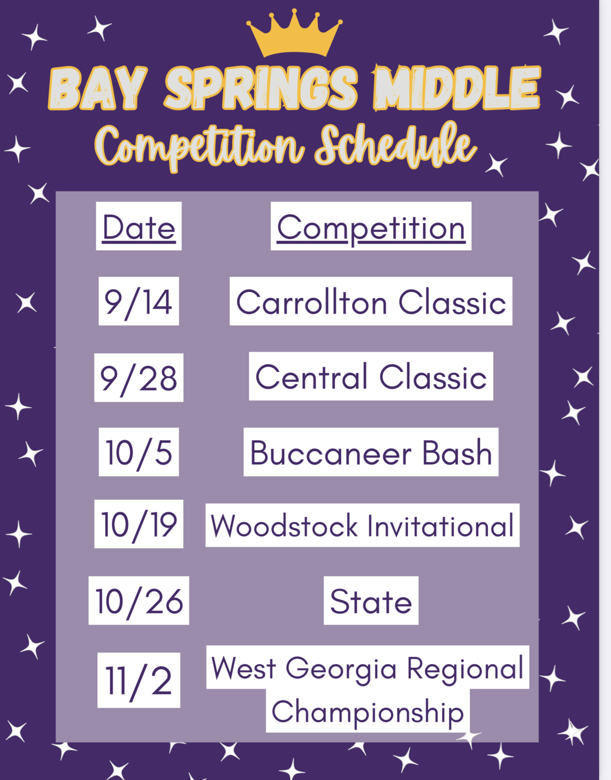 Competition Schedule