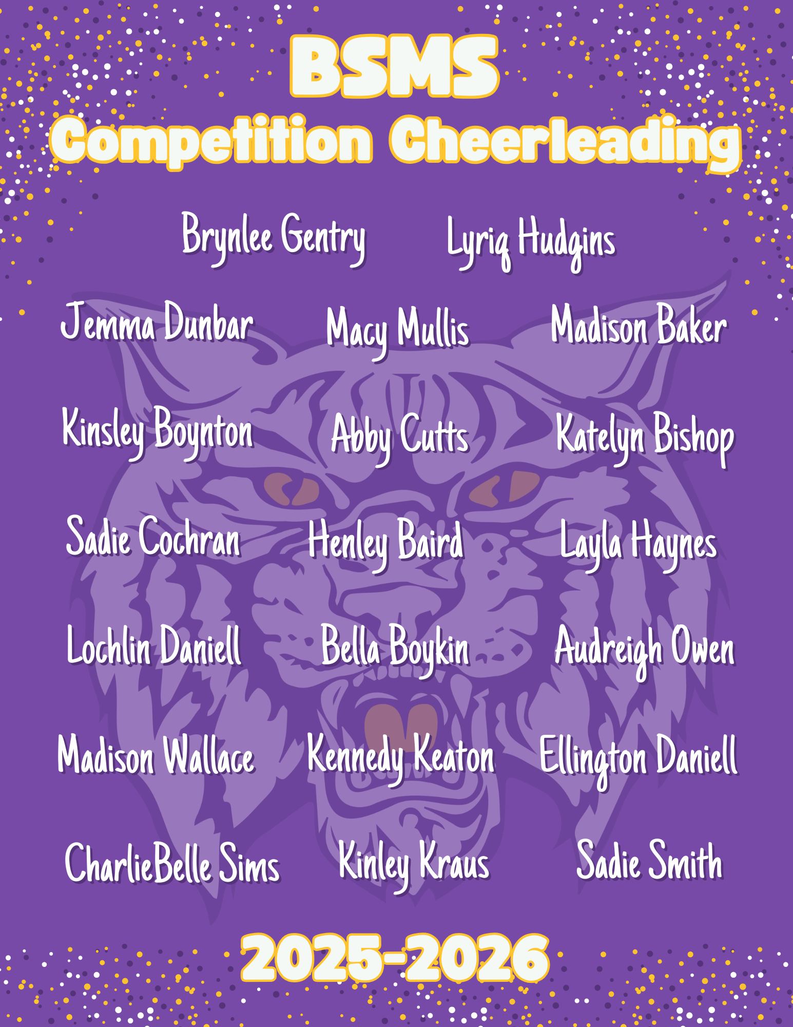 2025-2026 Competition Cheer Team