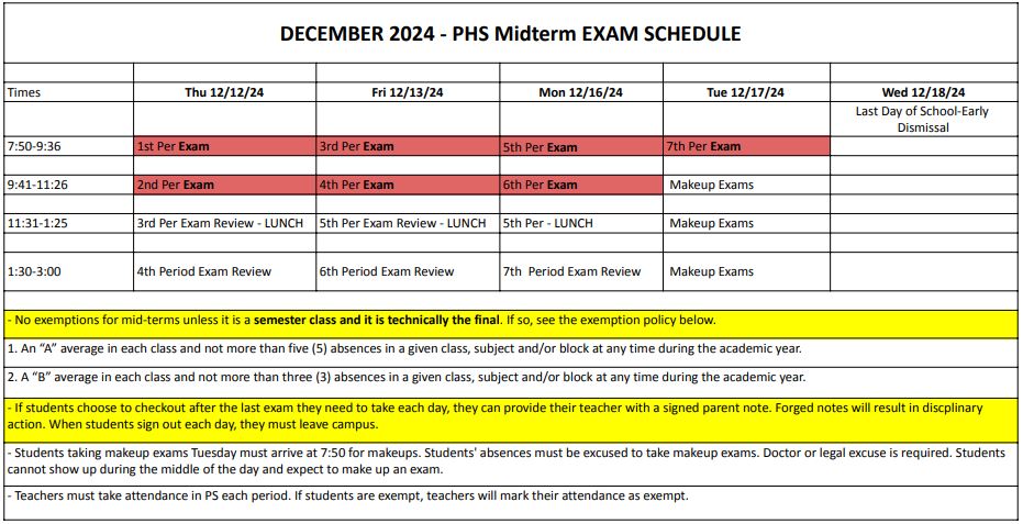 2024 Midterm Schedule