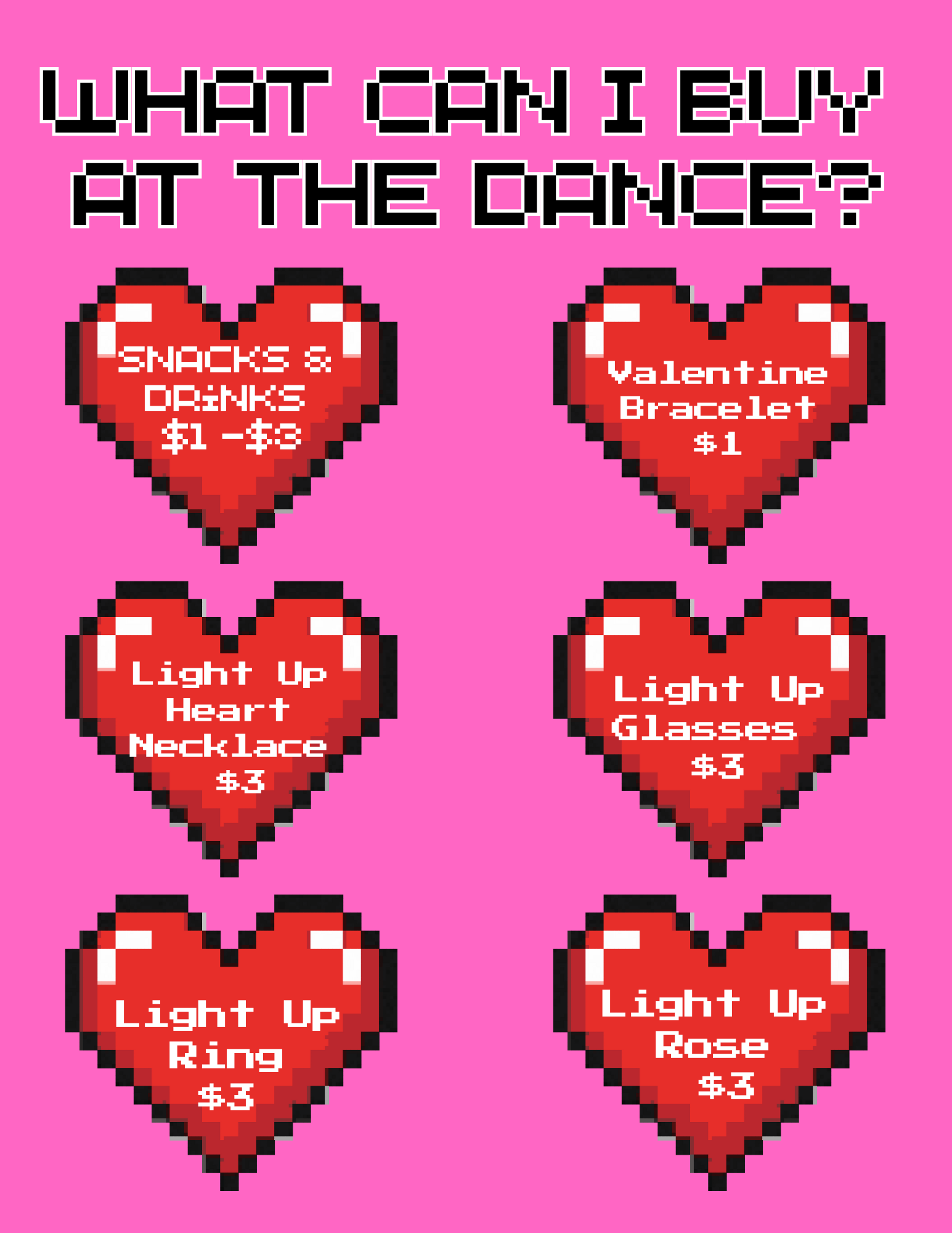 Valentines Dance Items for Sale Flyer