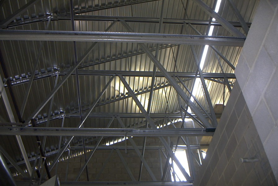 elementary wing view of trusses and decking