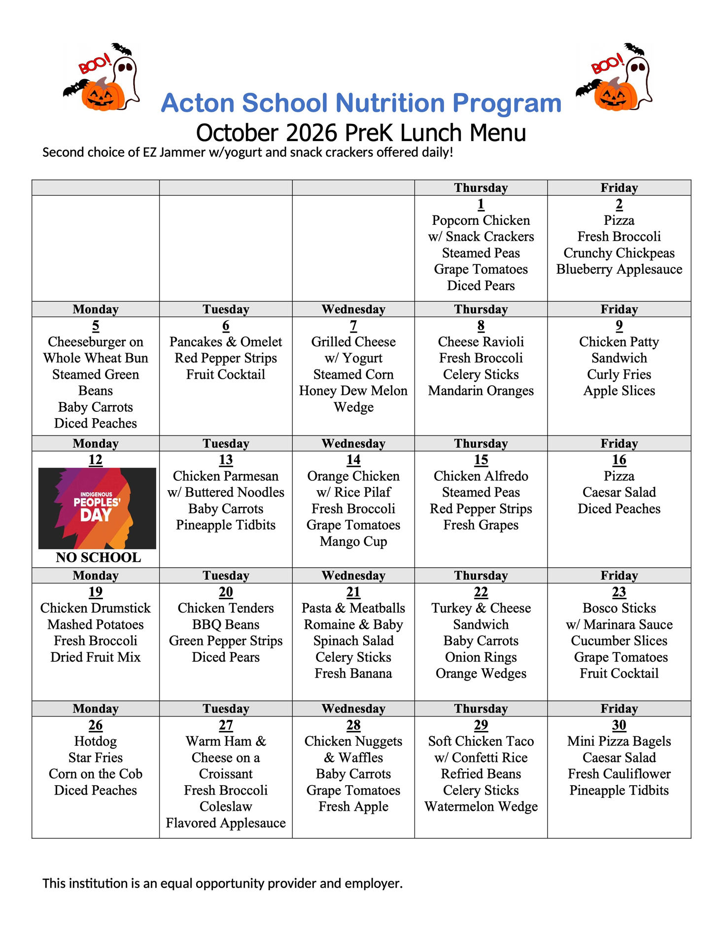 lunch menu